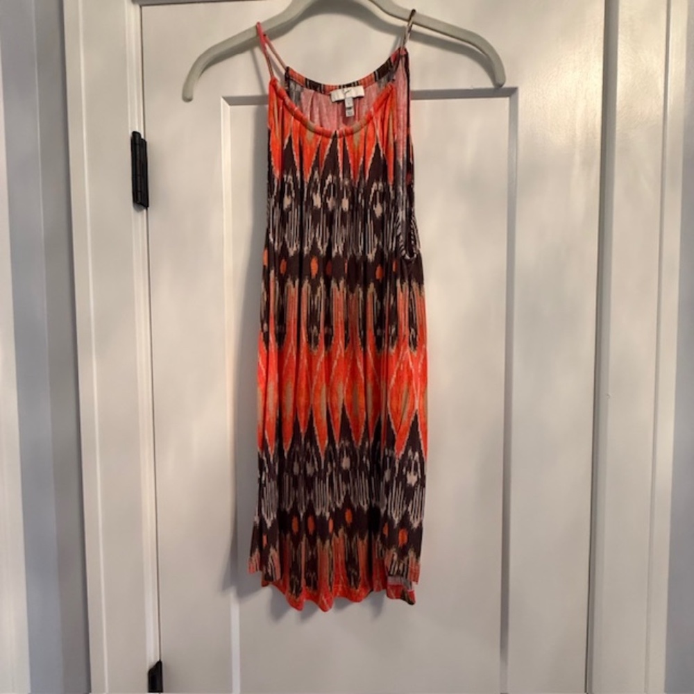 Joie Animal Print Women's Tank Top Halter Style Sz Large EUC Orange Green Brown